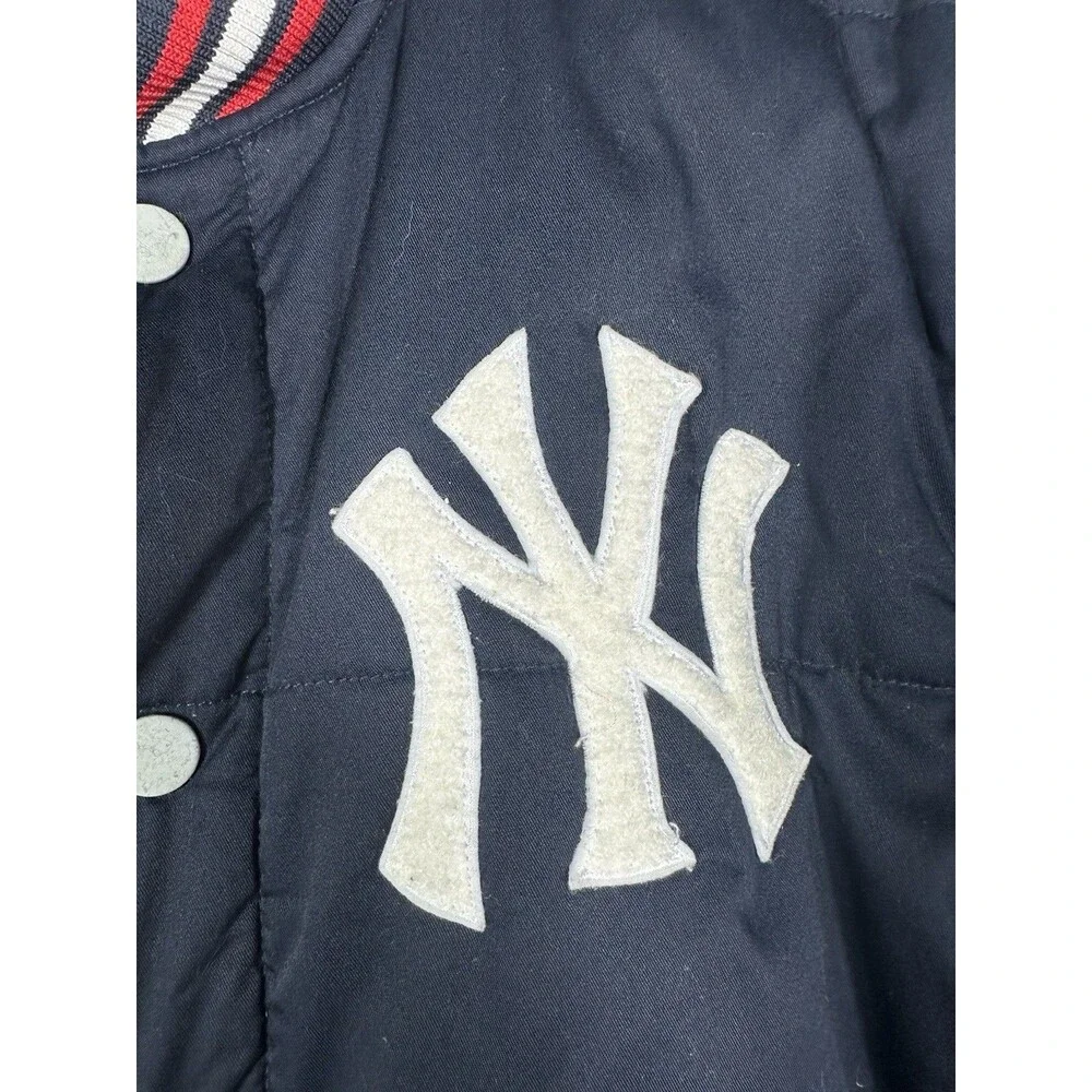 Vintage Majestic New York Yankees Quilted Puffer Jacket Size L Varsity Bomber NY